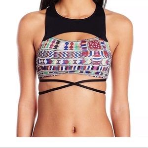 NWT Roxy Cuba Strappy High Neck Cropped Bikini Top